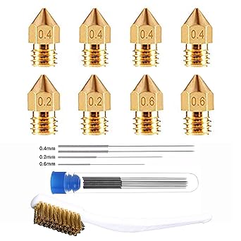 Amazon Com Futuresses 3d Printer Nozzle Cleaning Kit With Storage Box 8 Pcs 3d Printer Nozzles 4 Pcs Cleaning Needles And Copper Wire Cleaning Brush Mk8 Nozzle Sizes 0 2mm 0 6mm 0 4mm Nozzle Industrial