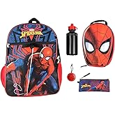 Marvel Spider-Man Backpack Kids 16" 5PC Water Bottle School Combo Set