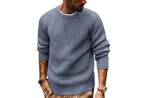 PJ PAUL JONES Mens Crewneck Sweater Waffle Knitted Pullover Sweaters Raglan Sleeve Knitwear Sweaters
