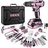 Pink Power Drill Tool Kit Set: 20V Cordless Electric Drill, Driver, Tool Box with Battery