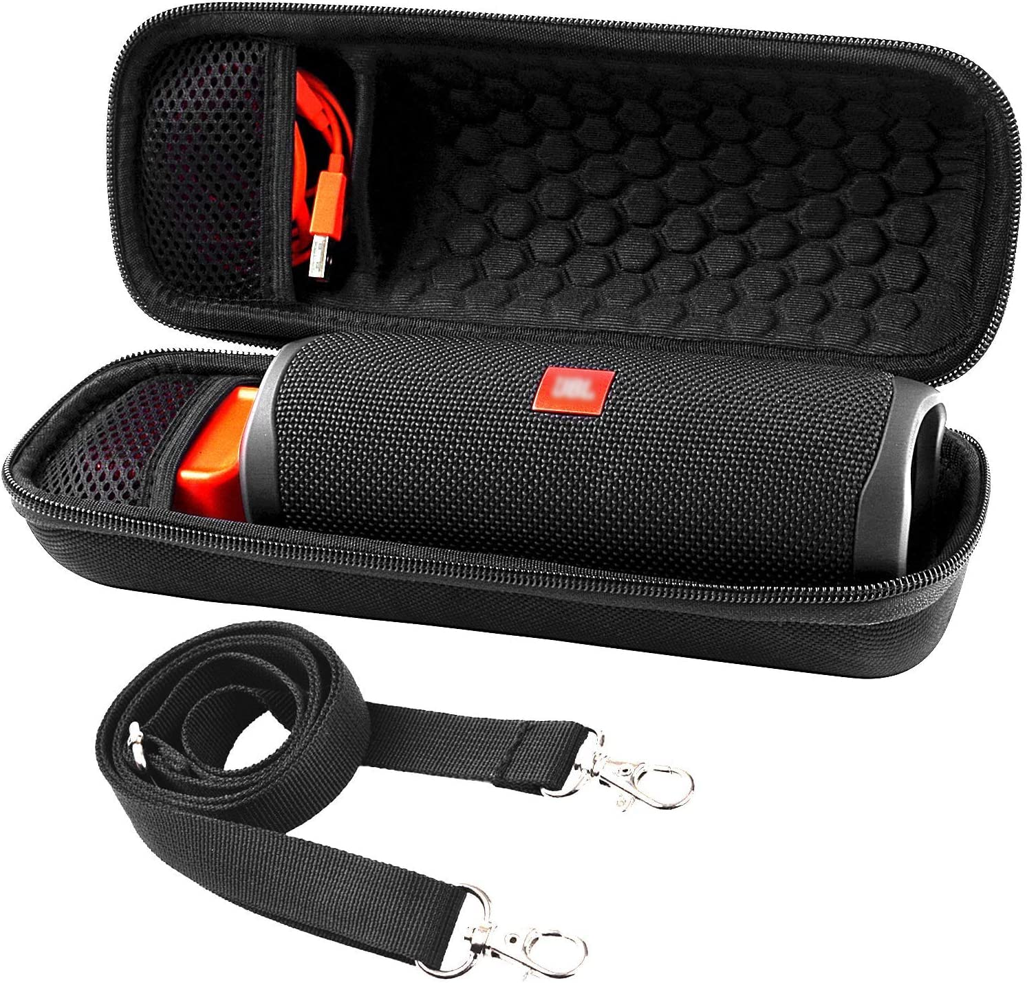 Case for JBL FLIP 5 Waterproof Portable Bluetooth Speaker. Hard Travel Storage Holder for JBL FLIP 4 and USB Cable&Adapter.