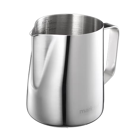 Mari Chef Milchkrug/Aufschäumbehälter/Messbecher mit Markierungen innen, Edelstahl, 600 ml