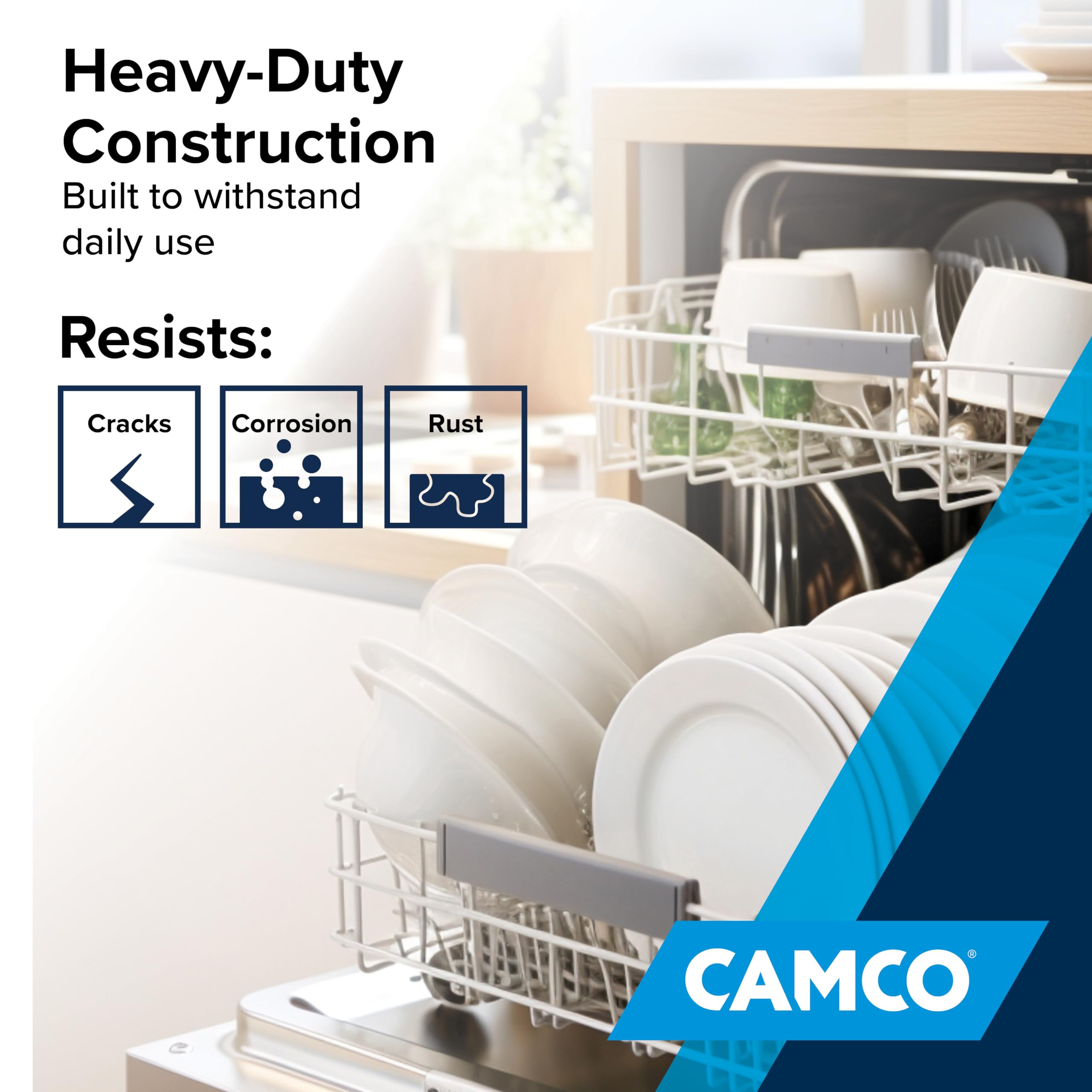 Camco Dishwasher Drain Pan - Protects Floors, Cabinets, Walls & Features Front Opening for Easy Leak Detection - Crafted of Heavy-Duty Polymer - 24” x 20-1/2” (20602)