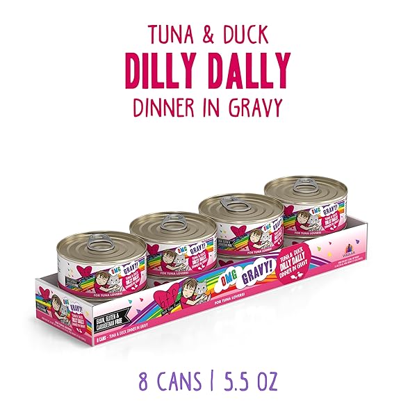 B.F.F. OMG – BEST FELINE FRIEND OH MY GRAVY!, TUNA & DUCK DILLY DALLY WITH TUNA & DUCK, 5.5OZ CAN (PACK OF 8)
