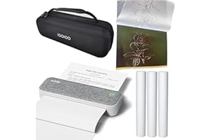 IOOIOO A40 Peripage Inkless Portable Printer for Letter Size (8.5x11 inch) Thermal Paper with Carrying case and 3 Rolls Paper (Grey)