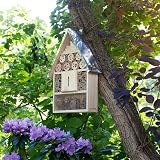 Navaris XL Wooden Insect Hotel - Natural Wood Habitat for Bees & Butterflies view 2