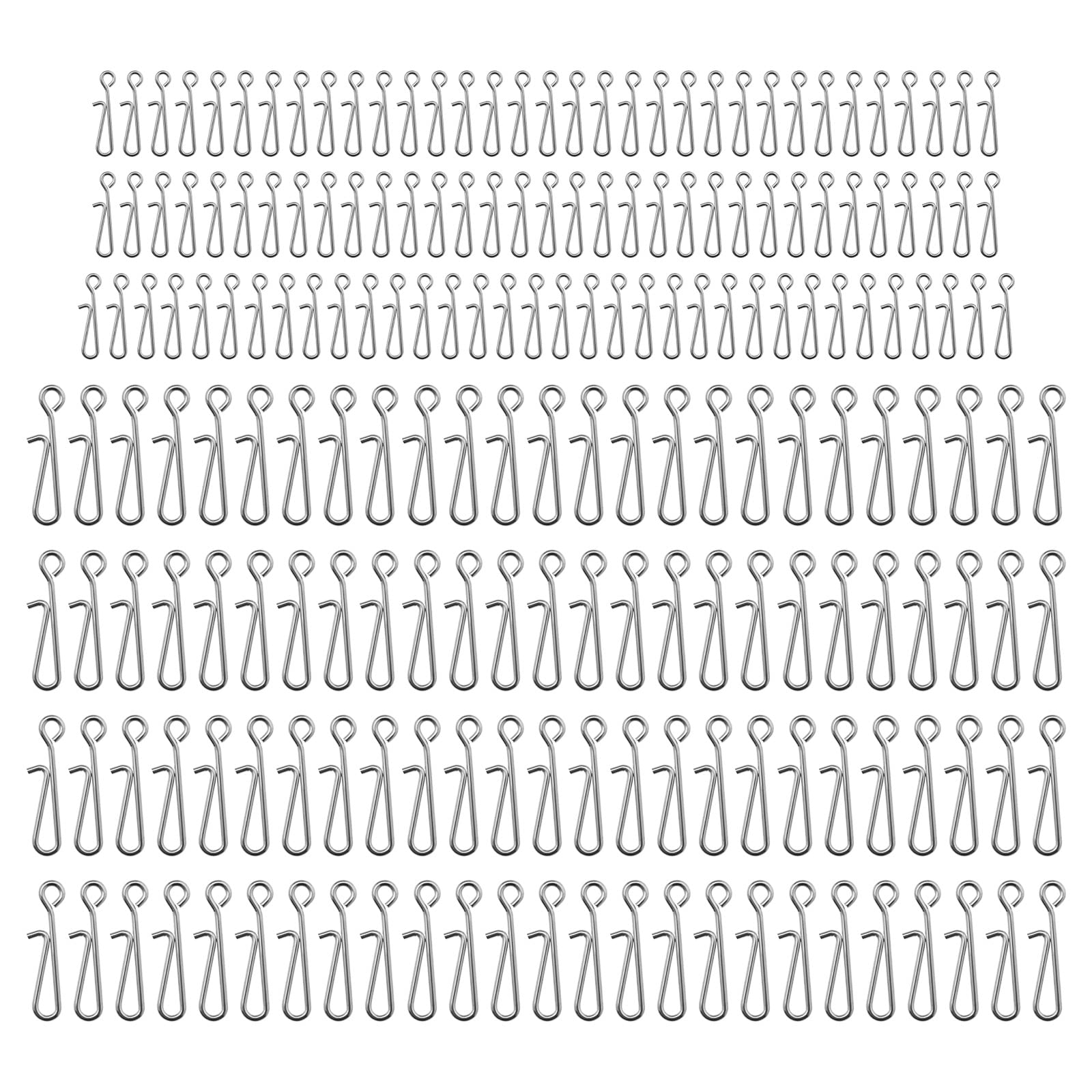 YINETTECH 100PCS 13.5mm & 100PCS 22mm Sea Fishing Quick Change Lead Bait Snap Rig Clip Stainless Steel Hanging Snap Connector Speed Clips Hook Safety Decoy Swivels Snap