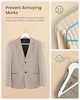 SONGMICS Wooden Hangers 20 Set Coat Hangers with Shoulder Notches 360° Hook view 5
