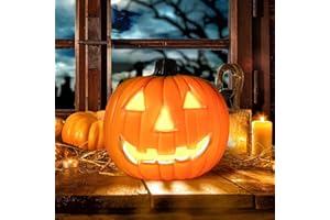 SPRKLINLIN Halloween Pumpkin Decorations, 8" LED Halloween Pumpkin Lantern, Classic Pumpkin Shape with Traditional Smile Face for Table, , Party, Yard, Garden, Indoor/Outdoor Use