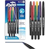 EXPO Vis-a-Vis Wet Erase Marker Set, Fine Tip, Assorted Colors, 8 Count