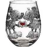 Silver Buffalo Disney Mickey and Minnie Classic Heart Glitter Stemless Glass, 20 Oz