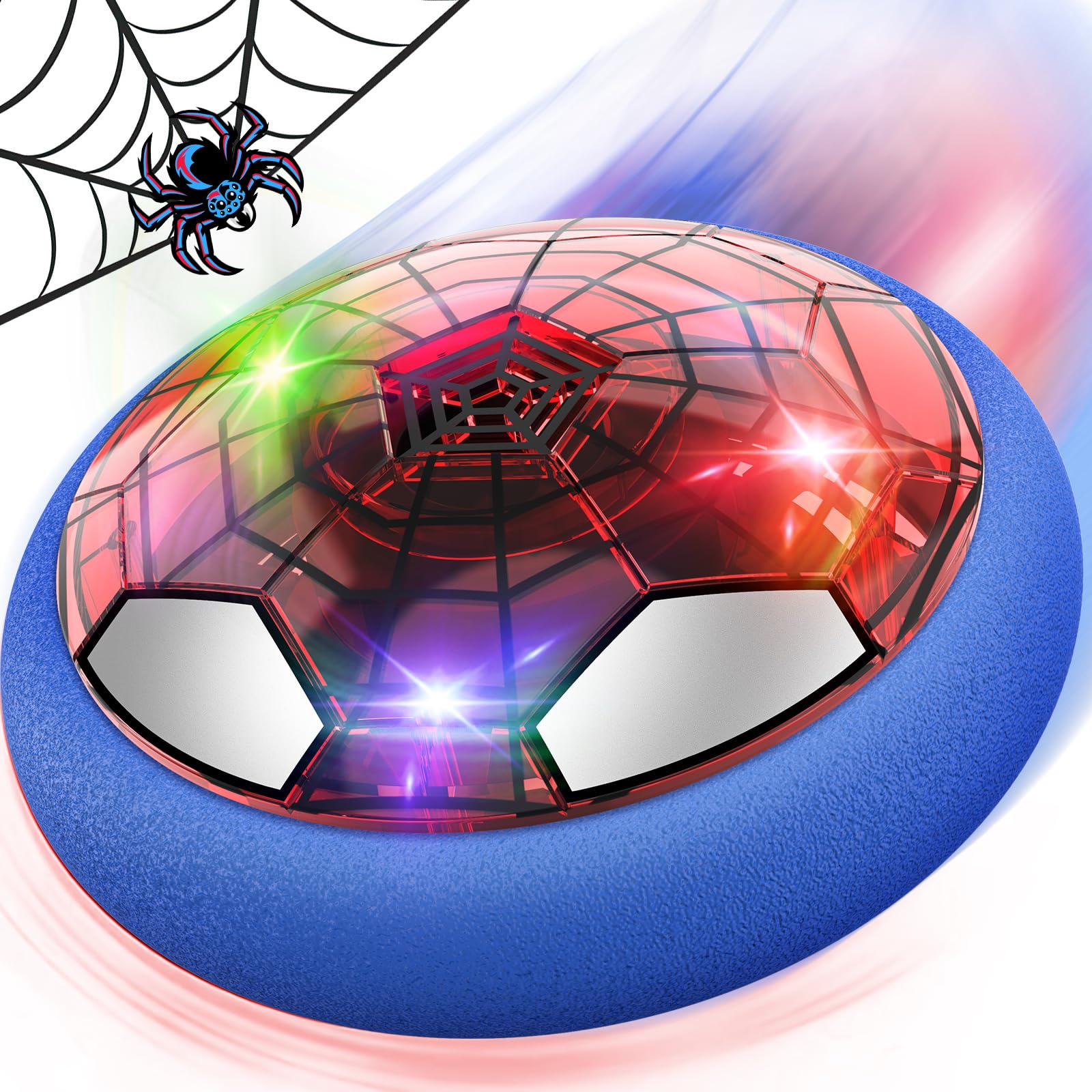 Spider Hover Football Gifts for Boys Girls Toys Age 3 4 5 6 7 8 9+ Year Old, LED Rechargeable Air Power Outdoor Indoor Football Games, Kids Foam Soccer Ball for Xmas Stocking Filler Birthday Presents