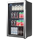 Vremi Beverage Refrigerator and Cooler - 100 to 120 Can Mini Fridge with Glass Door for Soda Beer or Wine - Auto Defrost Drin