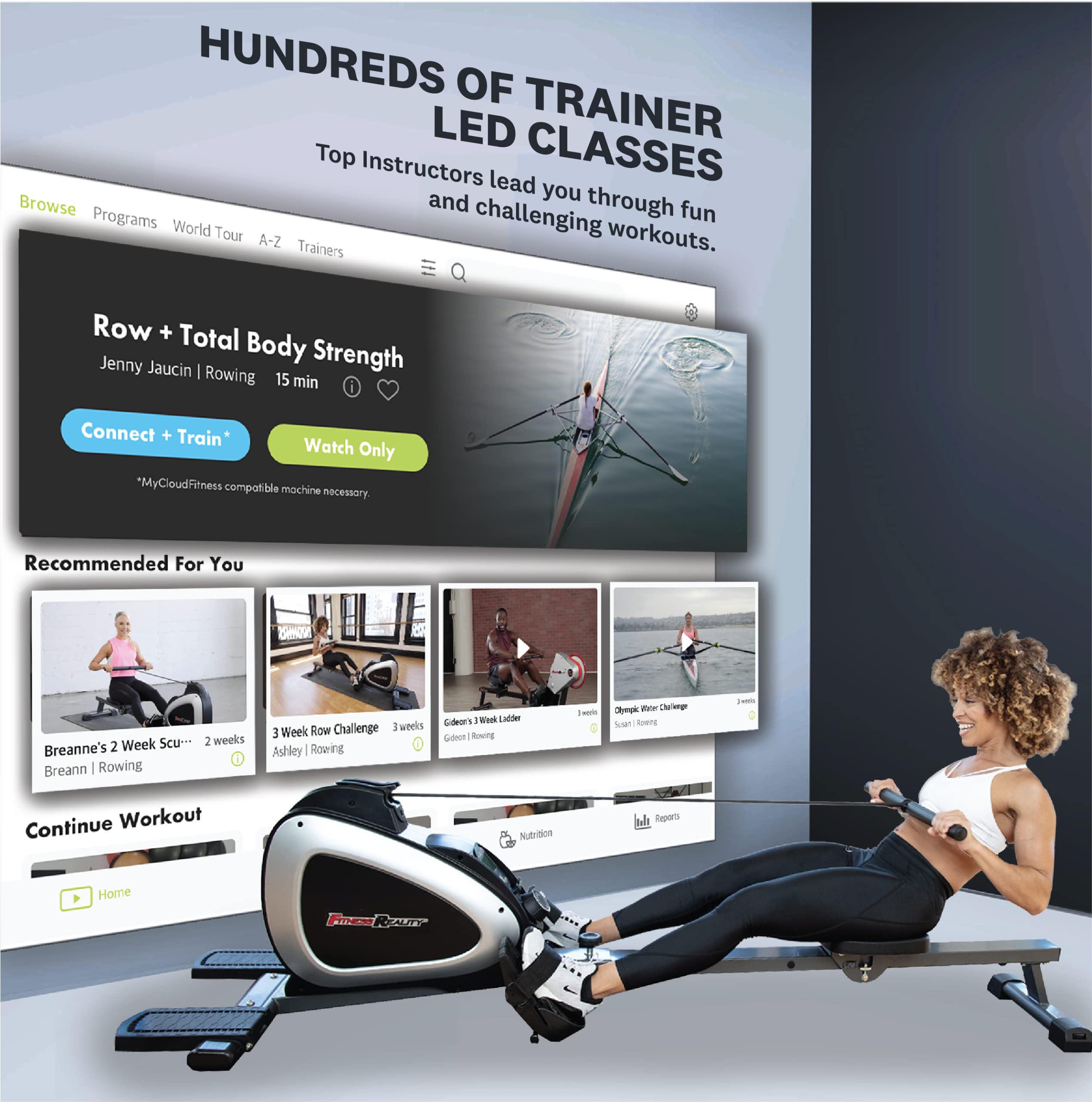 Fitness Reality Rowing Machine with Bluetooth Workout Tracking