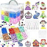 10mm Large Fuse Beads Kit for Kids,12 Colors XL Fuse Beads Set with Storage Box, Ironing Papers,Pegboards Booklet and Accessories,DIY Art Craft Toys Gifts for Girls & Boys Age 3+ Birthday Christmas