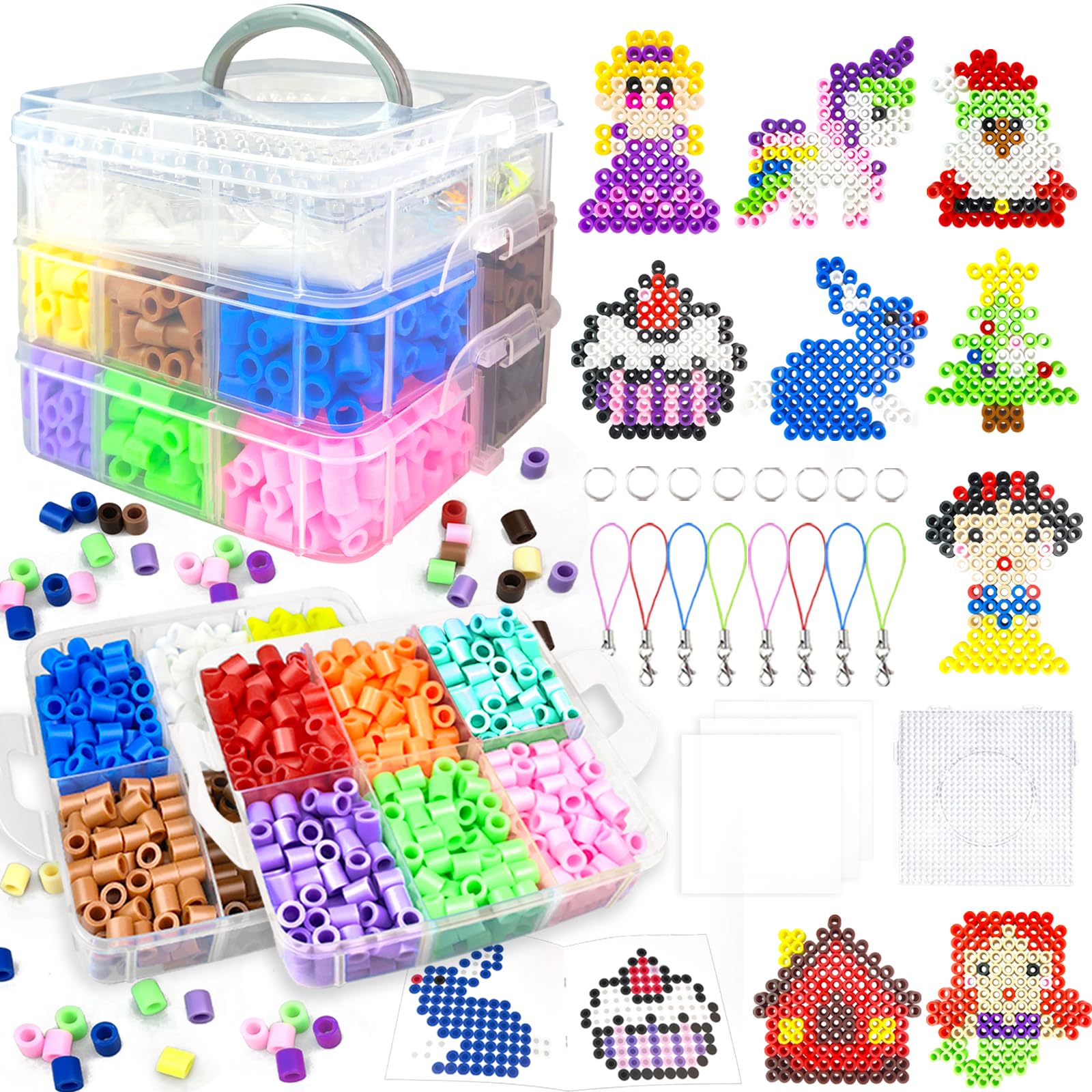 10mm Large Fuse Beads Kit for Kids,12 Colors XL Fuse Beads Set with Storage Box, Ironing Papers,Pegboards Booklet and Accessories,DIY Art Craft Toys Gifts for Girls & Boys Age 3+ Birthday Christmas — image 1