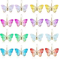 NEWEI Beige Butterfly Dangle Earrings - Acrylic Fashion Drop Earrings For Women