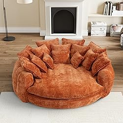 81” Oversized Upholstered Sofa Bed, Round Chaise