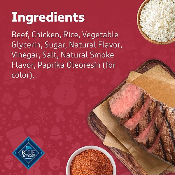 BLUE BUFFALO NUDGES STEAK GRILLERS, NATURAL HOLIDAY DOG TREATS, MADE IN THE USA WITH REAL BEEF, 5-OZ. BAG