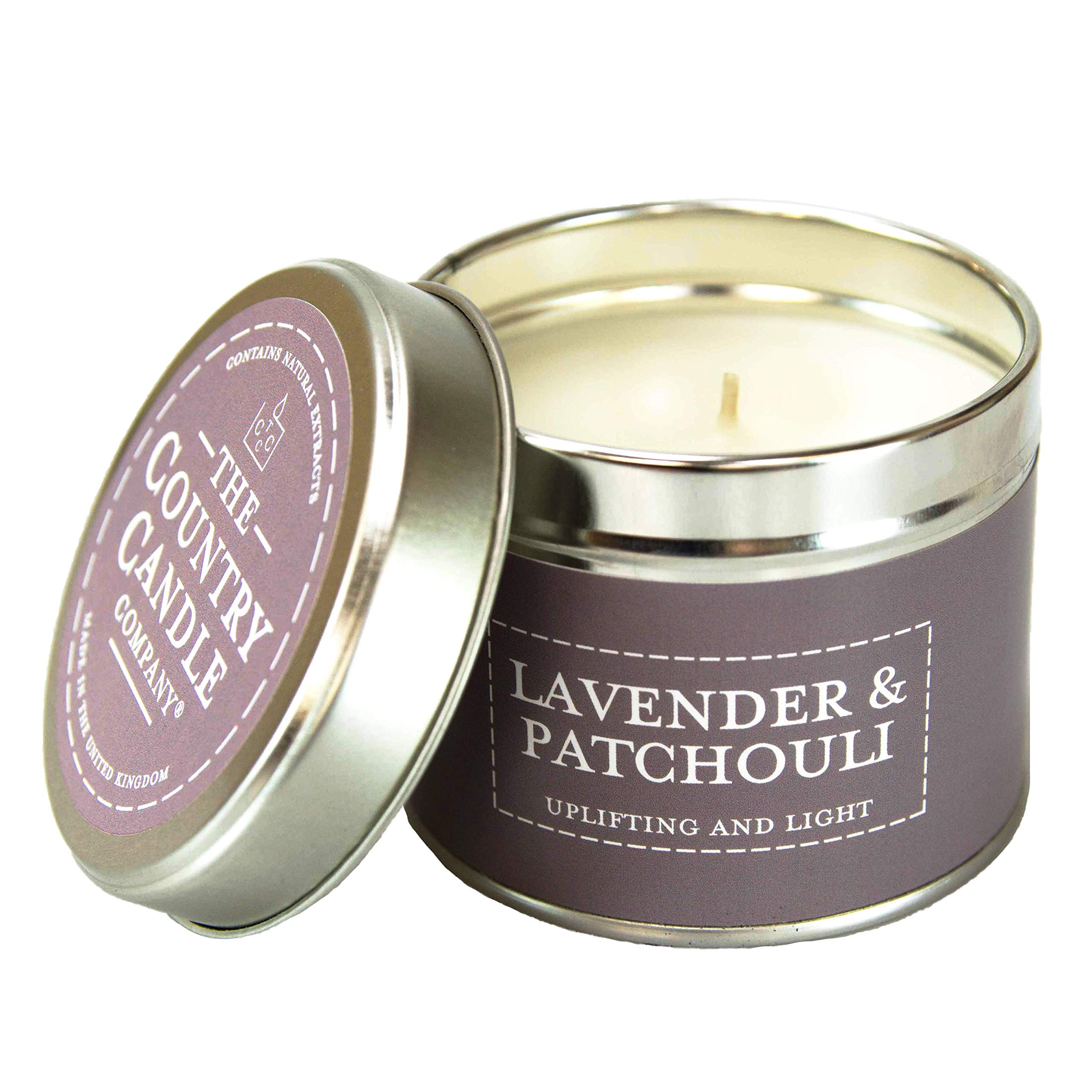 The Country Candle Company Pastels Tin Candle – Lavender and Patchouli Scented, Up to 35 Hours Burn Time