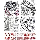 Joker Tattoos Temporary Halloween - Temporary Tattoos for Men Fake Tattoo Stickers Joker Costume Masquerade Cosplay Party Accessories Makeup Waterproof