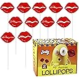 Red Lip Lollipops - 12 Individually Wrapped Strawberry Flavored Lip Shaped Candy - Fun Suckers for Bachelorette, Valentine's, Bridal Showers, and Party Favors Spa Makeup Party