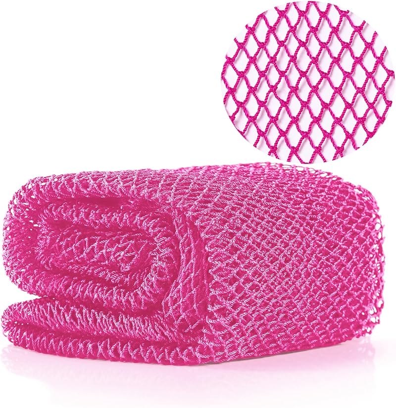 JASSINS African Net Bath Sponge Exfoliating Back Scrubber 66 Inch Pink