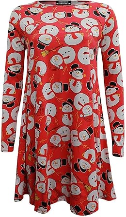 Immagini Natale Anni 50.Riddledwithstyle Crivellato Con Stile Tm Donna Albero Di Natale Babbo Natale Pupazzo Di Neve Vestitino Stile Anni 50 Donna Natale Svasato Vestitino Stile Anni 50 Rosso Pupazzo Di Neve Uk 8 10 Amazon It Abbigliamento