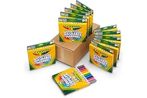 Crayola Ultra Clean Washable Broad Line Markers (12 Boxes), Bulk Classroom Markers for Kids, 10 Colors, Teacher Classroom Must Have, Bulk School Supplies for Kids