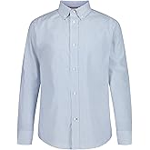 Tommy Hilfiger Boys Long Sleeve Patterned Dress Shirt, Collared Button-Down Style with Cuffs & Shirttail Hem