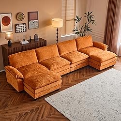 VINGLI 157" Burnt Orange Convertible Sectional