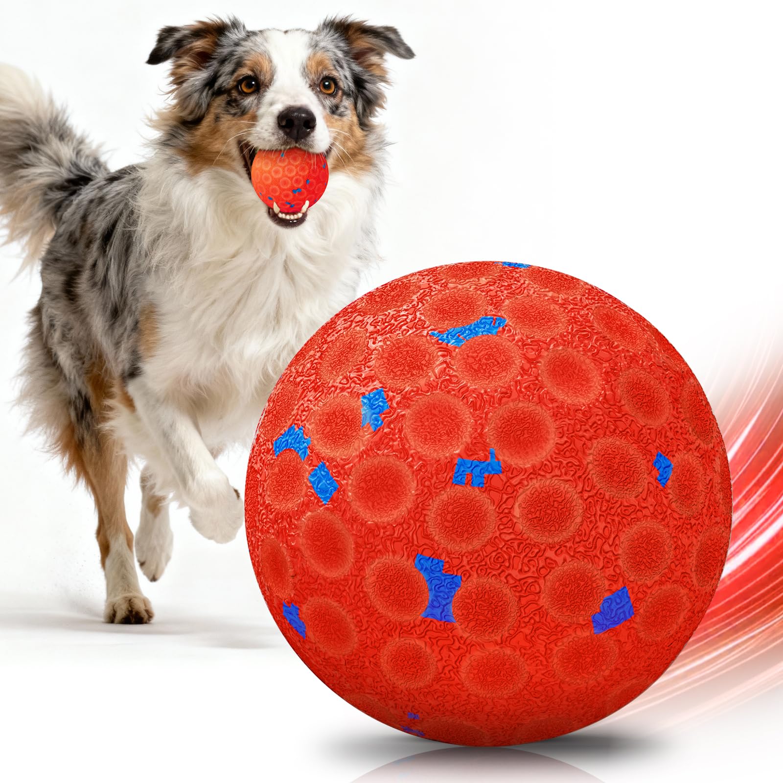 Photo 1 of **AUTOMATIC FEATURE NON-FUNCTIONAL** AronYada Smart Interactive Dog Toys for Aggressive Chewers, Self-Moving Chew Proof Dog Ball with Automatic Vibrating, IP54 Waterproof & E-TPU Material - Boredom & Training(red)