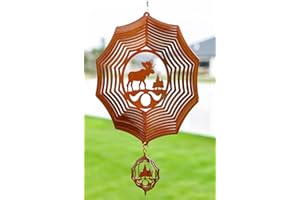 SWEN Products Moose Web Swirly Metal Wind Spinner