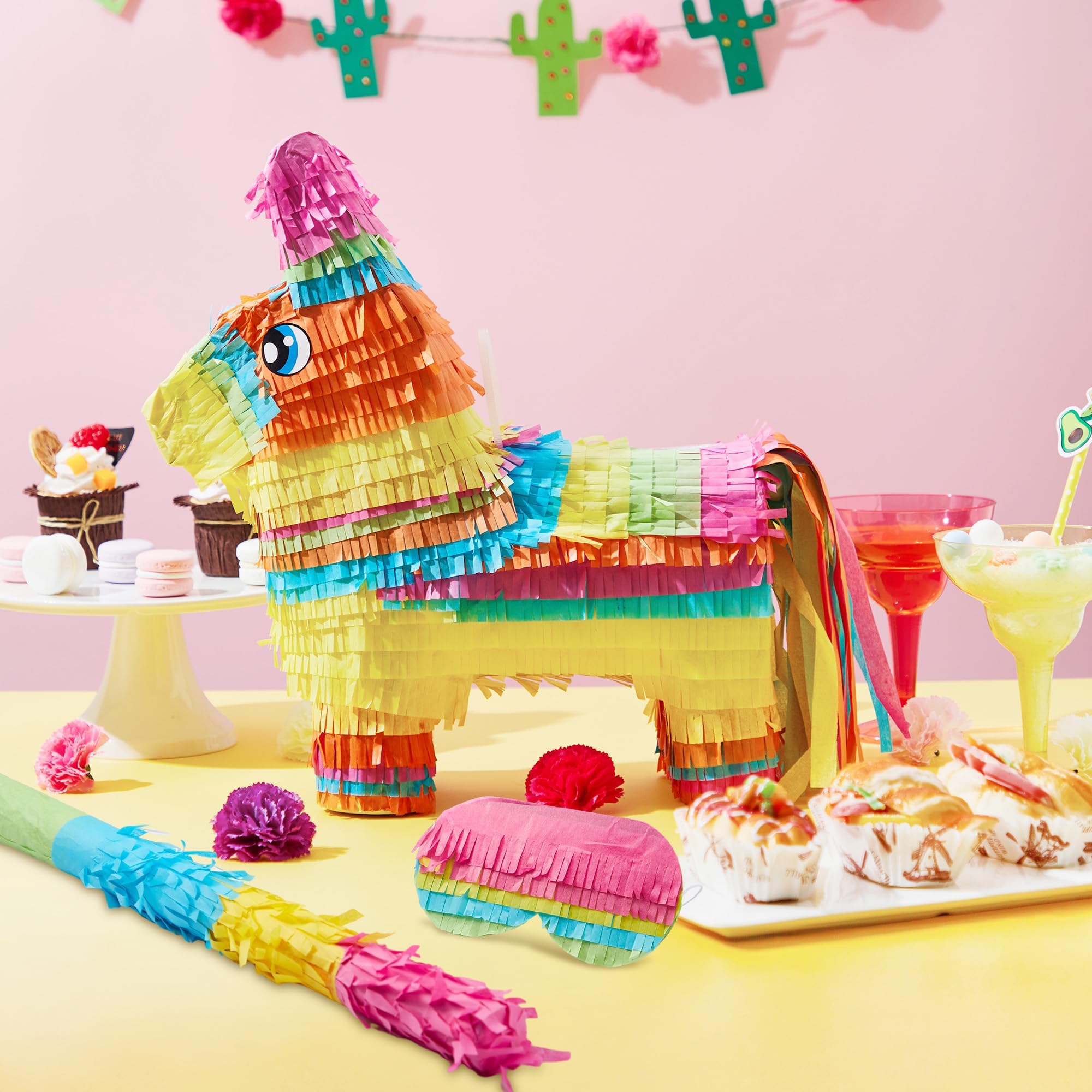 Cinco De Mayo Donkey Pinata for Kids Birthday Party, (13 x 20 x 5 in.) for Fun Fiesta Taco Party Supplies, Luau Event Photo Props, Mexican Theme Decoration, Carnivals Festivals, Taco Tuesday Event