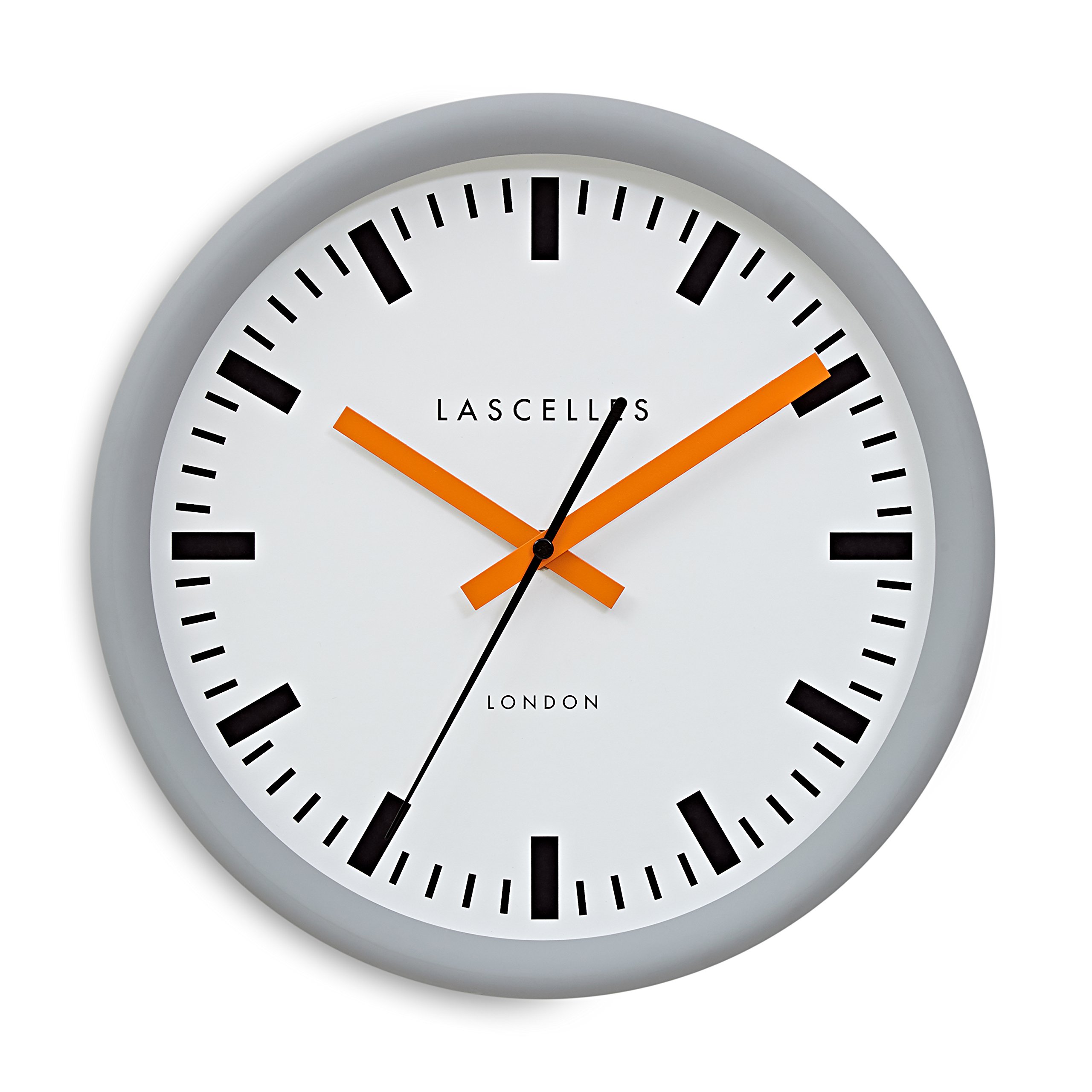 Roger Lascelles Clocks TS/SYNC/GREY/ORANGE Wall Clock, Medium, Grey/Orange/White