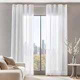 Deconovo White Voile Curtains 55 x 90 Inch 2 Panels Eyelet Sheer