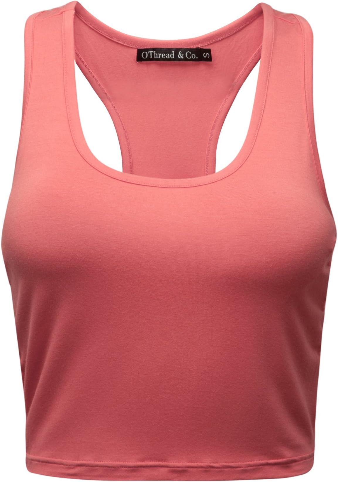 OThread & Co. Women's Basic Crop Tops Stretchy Casual Scoop Neck Racerback Sports Crop Tank Top