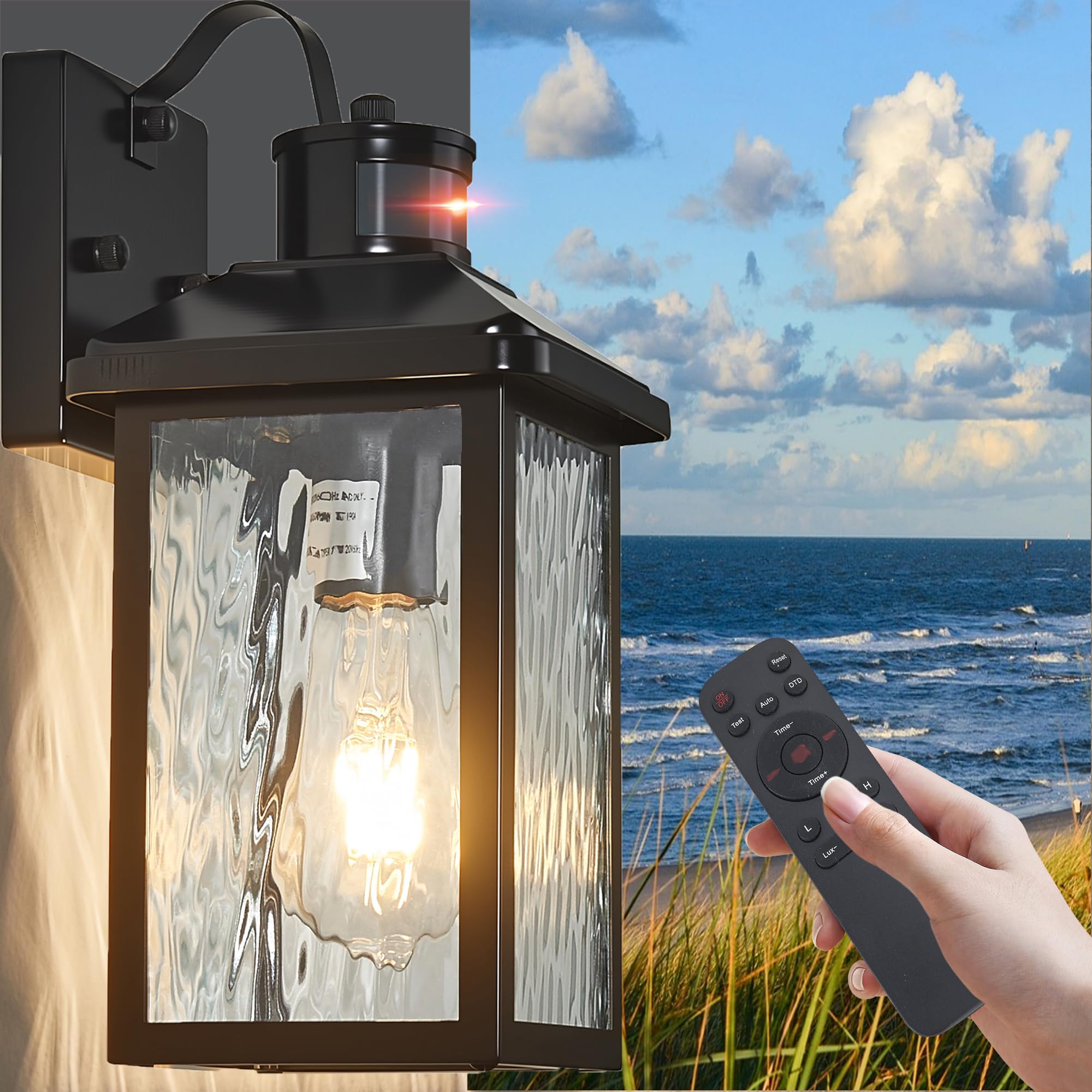 Photo 1 of Hebangya Porch Lights Outdoor with Remote Control - Motion Sensor Exterior Lighting Fixtures 4 Lighting Modes Outdoor Wall Lights Dusk to Dawn Sconce Lights for Patio Porch Garage Front Door