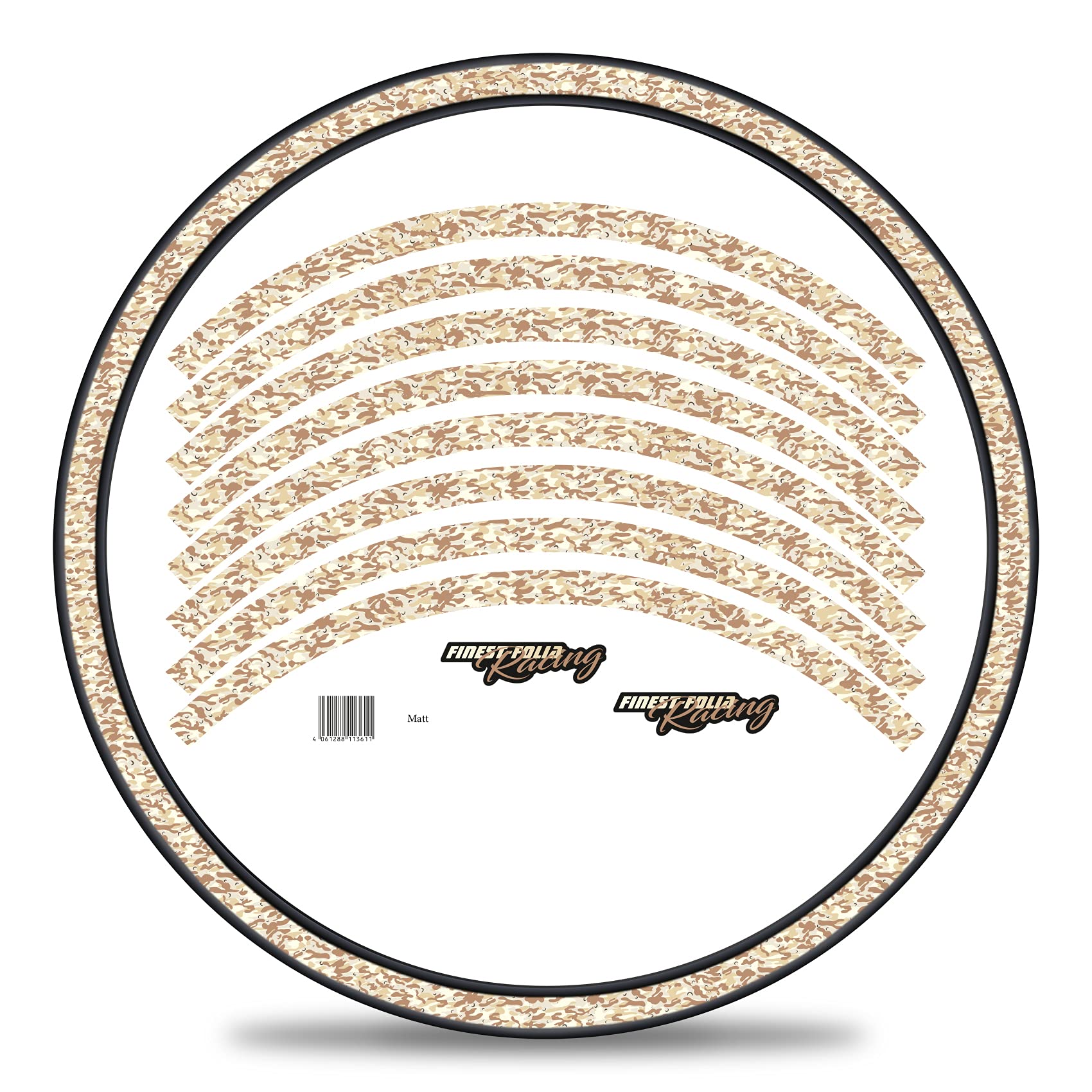 Finest Folia Set of 16 Wheel Rim Stickers for Bicycle Rims in Camouflage Design Complete Set for 27 Inch / 29 Inch for Ebike Road Bike Mountain Bike MTB Balance Bike (Desert, Matte)