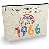 TOBYOVU 60th Cosmetic Bags - 60th Birthday Gifts For Her, Women - 1966 Makeup Bag - Making The World a Better Place Since 1966 - Sixty Birthday Decorations For Female, Friends - Turning 60 Gifts