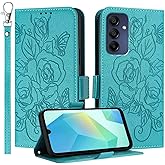 JanCalm Cute Pattern Wallet for Samsung A16 5G Case Mint | RFID Blocking, Card Cash Slots, Wrist Strap, Floral Butterfly, Leather Protective, Stand Flip Phone Cases Cover