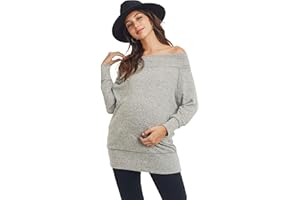 LaClef Women's Drop Shoulder Sweater Knit Maternity Tunic Top