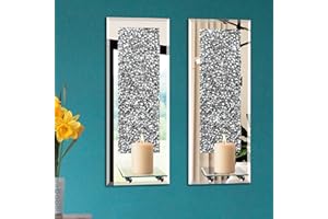 Phore Wall Candle Sconces Set of 2 Crystal Crush Diamond Mirrored Candle Holder Wall Decorations for Living Room, Dining Room, Bedroom & Bathroom
