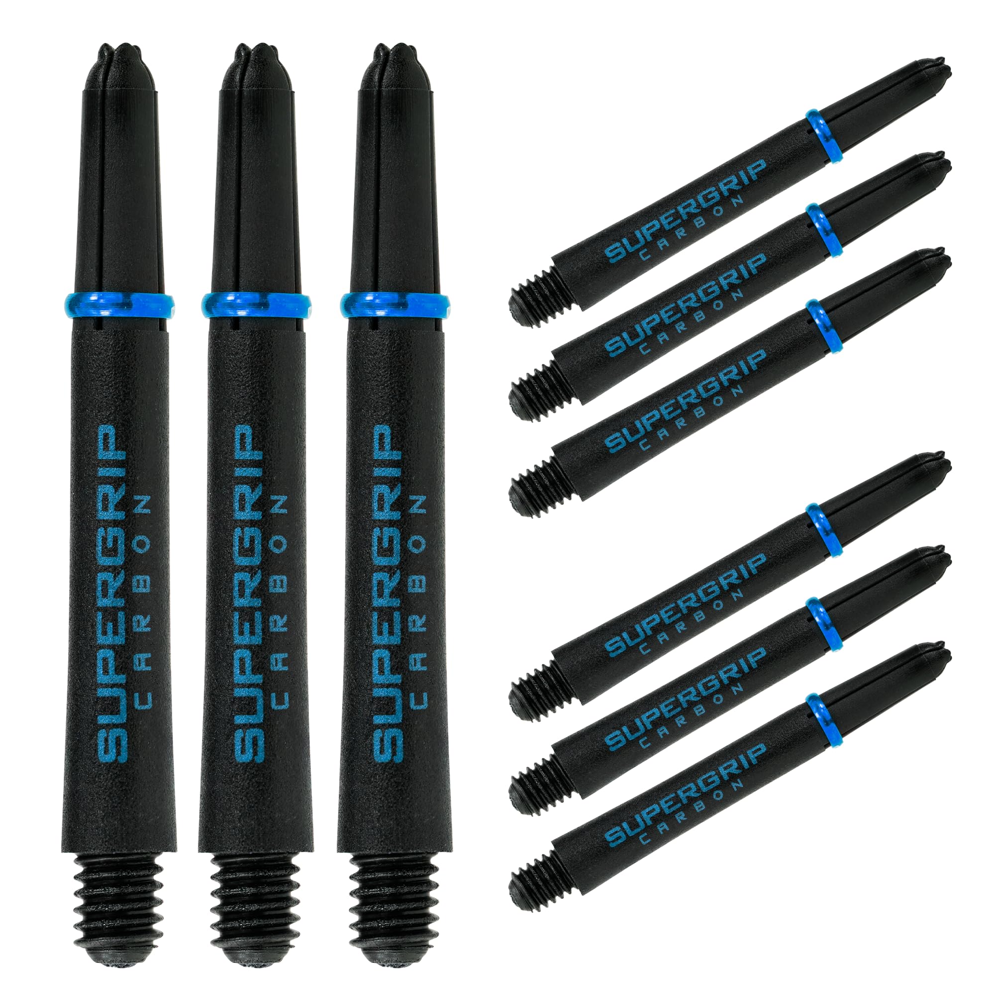 Harrows Darts 3 x Sets of SuperGrip Carbon Dart Stems - 9 Dart Shafts in Total - Available in 3 sizes - Tough Carbon Composite - Midi Aqua