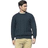 Aran Crafts Basket Stitch Crew Neck Sweater (100% Wool)