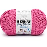 Bernat Baby Blanket Sparkle Yarn for Crocheting Soft, Hot Pink Sparkle | #6 Super Bulky Yarn, 100% Polyester, Soft Baby Blanket Crochet Yarn for Knitting &amp; Crafts, 220yds, 300g/10.5oz, 1 Pack