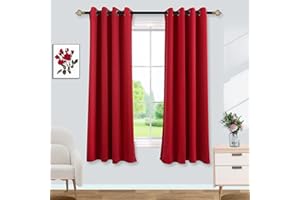 Mrs.Naturall Kids Curtains 2 Panel Set for Boys Bedroom,Blackout Grommet Window Sports Basketball Football Red Gaming Curtains for Boys Room,63 Inch Length