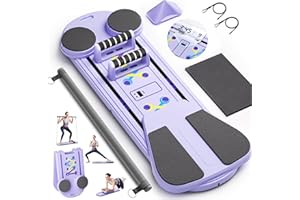 PIN JIAN Pilates Board,15 in 1 Pilates Reformer Set, Foldable Pilates Reformer Machine with Resistance Bands, Home Pilates Kit, Portable Foldable Ab Trainer for Home Workout