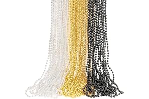 JULBEAR New Year Beads Necklaces, 30pcs Mardi Gras Bead Necklace for Happy New Year Eve Party Supplies Carnival Decorations Costume Accessories Supplies