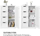 Yaheetech White Bathroom Floor Cabinet with 4 Drawers 1 Door Adjustable Shelf view 8